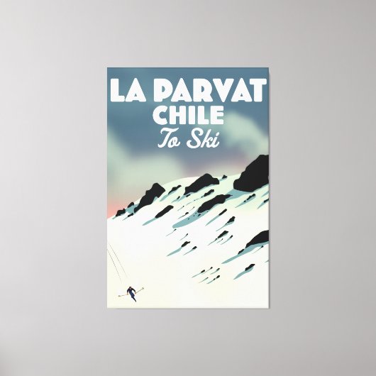 Toile La Parvat Chili art retro ski. (Recto)
