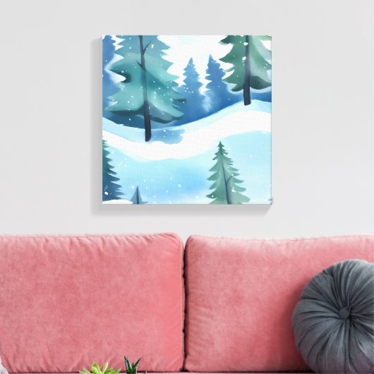 Toile La pinède neigeuse | Aquarelle d'hiver (Insitu(Salon))