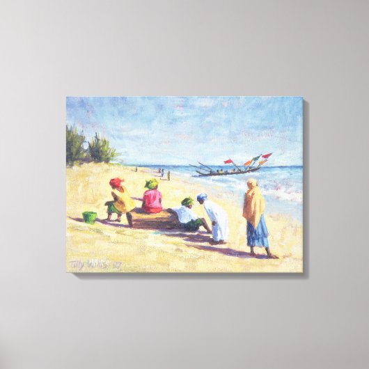 Toile La plage à Abene Sénégal 1997 (Recto)