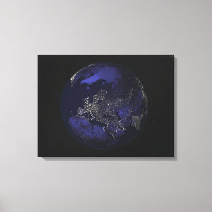 Toile La pleine terre la nuit montrant les lumières 3 d