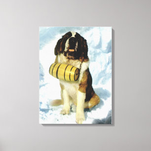 Toile La Suisse vintage, chien de St Bernhard avec une
