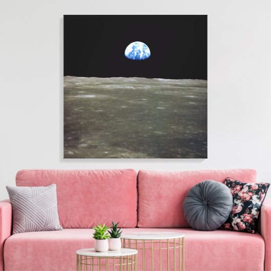 Toile La Terre de Lune dans l'espace noir (Insitu(Salon))