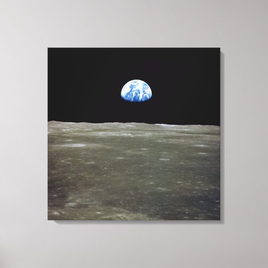 Toile La Terre de Lune dans l'espace noir (Recto)