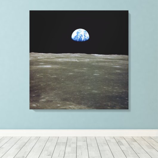 Toile La Terre de Lune dans l'espace noir (Insitu (Plancher de Bois))