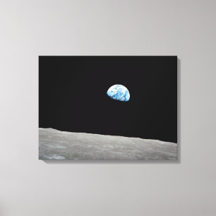 Toile La Terre S'Élève Au-Dessus De L'Horizon Lunaire.
