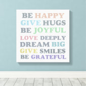 Toile La Typographie Inspirante Soyez Heureux (Insitu (Plancher de Bois))