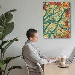 Toile La valeur inestimable des arbres<br><div class="desc">Oeuvre représentant un arbre sur un arrière - plan doré avec tronc vert et feuilles orange rouge. Cette oeuvre symbolise la valeur inestimable des arbres pour la vie sur terre.</div>
