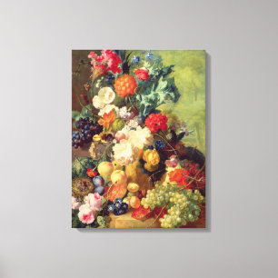 Toile La vie toujours avec les fleurs et le fruit