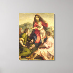 Toile La Vierge et l'enfant avec un saint et un ange, C.