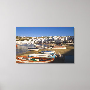 Toile La ville portuaire avec des bateaux de pêche color