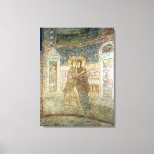 Toile La visite, détail de l'intérieur de chapelle