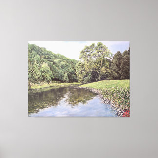 Toile La voie navigable sereine : Paysage réaliste de ri