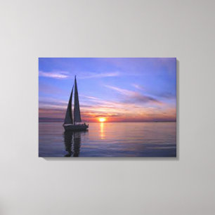Toile La voile au coucher du soleil