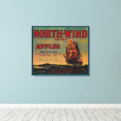 Toile Label North Wind Apple CrateYakima, WA (Insitu (Plancher de Bois))