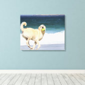 Toile Labradoodle - Joyeuse journée sur la plage (Insitu (Plancher de Bois))