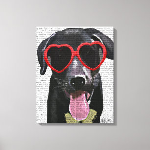 Toile Labrador noir avec des lunettes de soleil de coeur