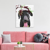 Toile Labrador Noir Avec Fascinateur Vert (Insitu(Salon))