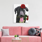 Toile Labrador noir avec Rose (Insitu(Salon))