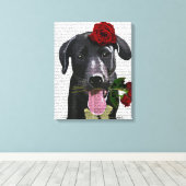 Toile Labrador noir avec Rose (Insitu (Plancher de Bois))