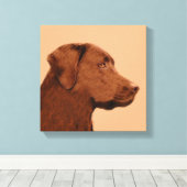 Toile Labrador Retriever (Chocolat) Peinture - Chien Art (Insitu (Plancher de Bois))