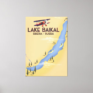 Toile Lac Baïkal Sibérie Affiche de voyage russe Carte