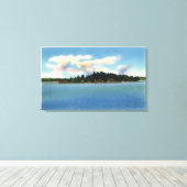 Toile Lac Cobbosseecontee Vue de l'île de Cuba (Insitu (Plancher de Bois))