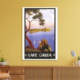 Toile Lac de Garde, Lac de Garde, Italie Voyage Vintage,