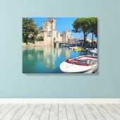Toile Lac de Garde Sirmione Vue sur le château (Insitu (Plancher de Bois))