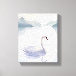 Toile Lac des cygnes Peinture claire et aérée à l'aqua