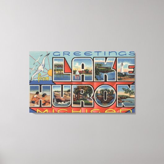 Toile Lac Huron, Michigan - Scènes à grandes lettres (Recto)