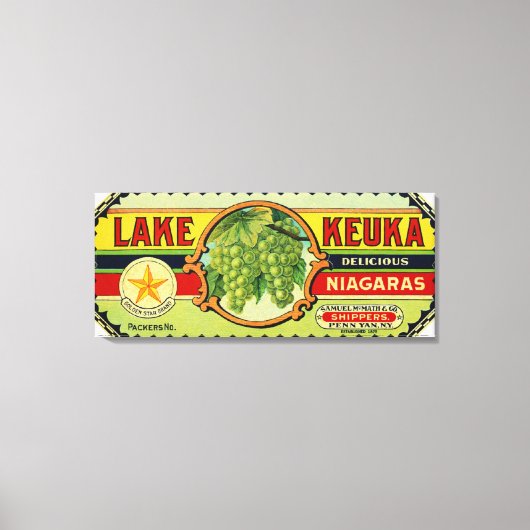 Toile Lac Keuka Niagara Grapes Étiquette 2 (Recto)