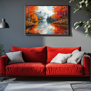 Toile Lac paisible Entouré d'arbres d'automne
