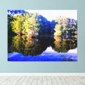 Toile Lac serein avec reflets d'arbres (Insitu (Plancher de Bois))