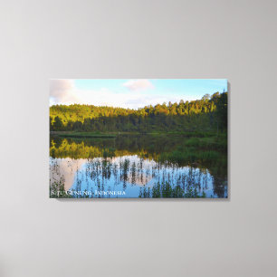 Toile Lac Sunrise Dawn Reflection de la forêt Indonésie