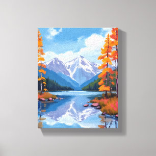 Toile Lac Tahoe Automne Peinture de Montagne de Feuill