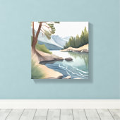 Toile Lac Tahoe Sud | Paysage aquarelle (Insitu (Plancher de Bois))