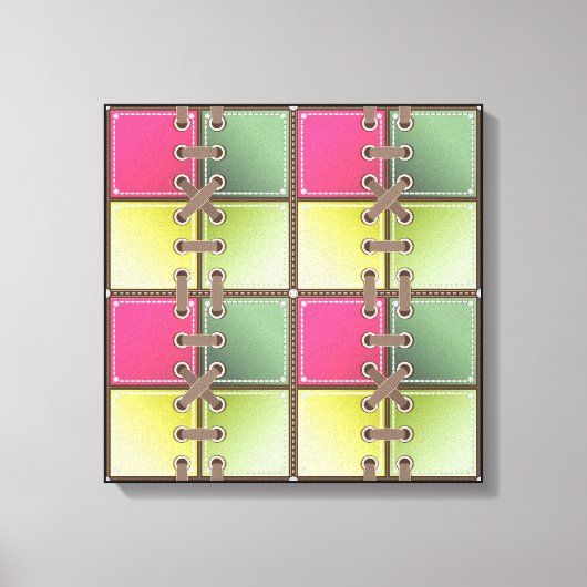 Toile lacets de chaussures art de mode rose et vert (Recto)