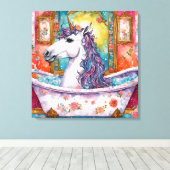 Toile L'adorable licorne dans le bain (Insitu (Plancher de Bois))