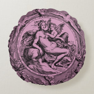  Toile Lady Angel Renaissance Round Pillow Rond Kussen