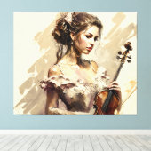 Toile Lady avec Violon (Insitu (Plancher de Bois))