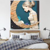 Toile Lady et le collage de la lune (Insitu(Chambre))