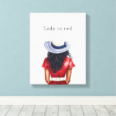 Toile Lady in Red Dress Black Hair (Insitu (Plancher de Bois))