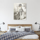 Toile Lady on a Terrace Tending a Carnation Plante (noir (Insitu(Chambre))