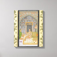 Lady seated in a Pavilion with attendants, from th