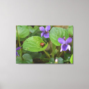 Toile Ladybug sur les fleurs de violet doux