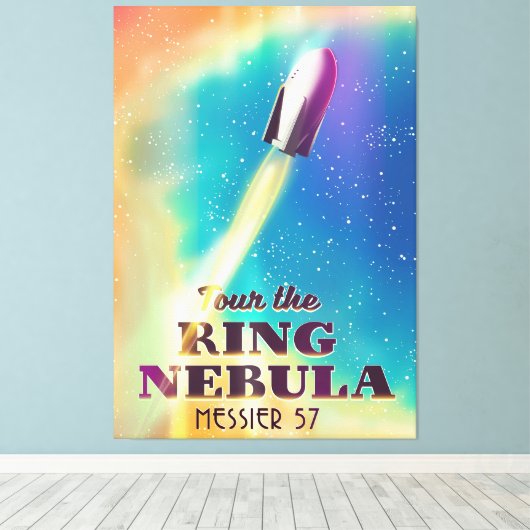 Toile L'affiche de voyage spatial de la Nebula anneaux ( (Insitu (Plancher de Bois))