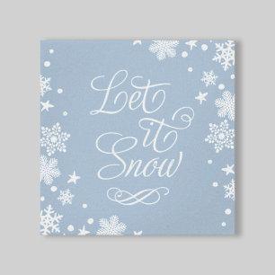 Toile Laisser la neige Dusty Blue hiver Typographie de l