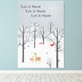 Toile Laisser neiger - Flurys d'hiver, Cerfs et Oiseaux  (Insitu (Plancher de Bois))