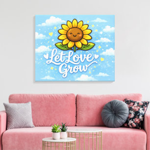 Toile Laissez l'amour grandir - Tournesol
