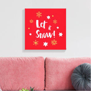 Toile "Laissez-le neiger !" Rouge de Noël de